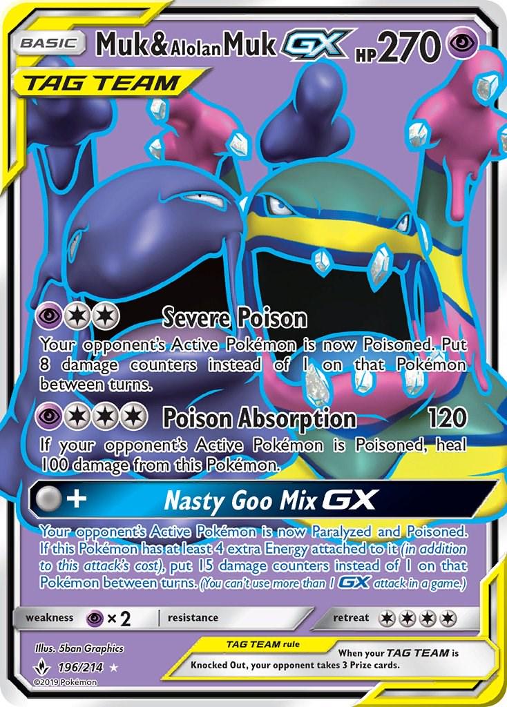 Muk & Alolan Muk GX (196) (Full Art), SM - Unbroken Bonds